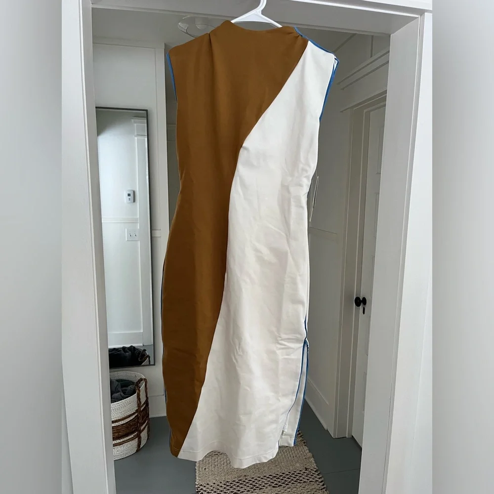 Anthropologie Maeve Midi Dress Muscle Ivory Colorblock Preppy Stretch Sz MP NWT - Picture 5 of 8